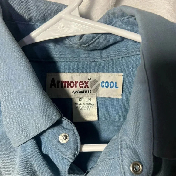 Armorex FR Flame Resistant Shirt Men XL Button Down Blue See Fading - Picture 4 of 6